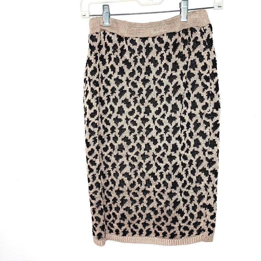 Nannell Skirt Small S Womens Vintage Animal Print Rayon Blend Lined Tan Black